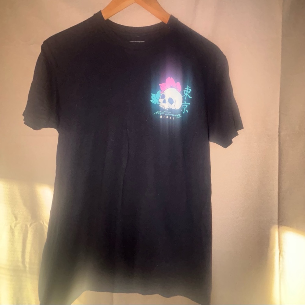 Riot Society Black T-Shirt with Palm Tree Design